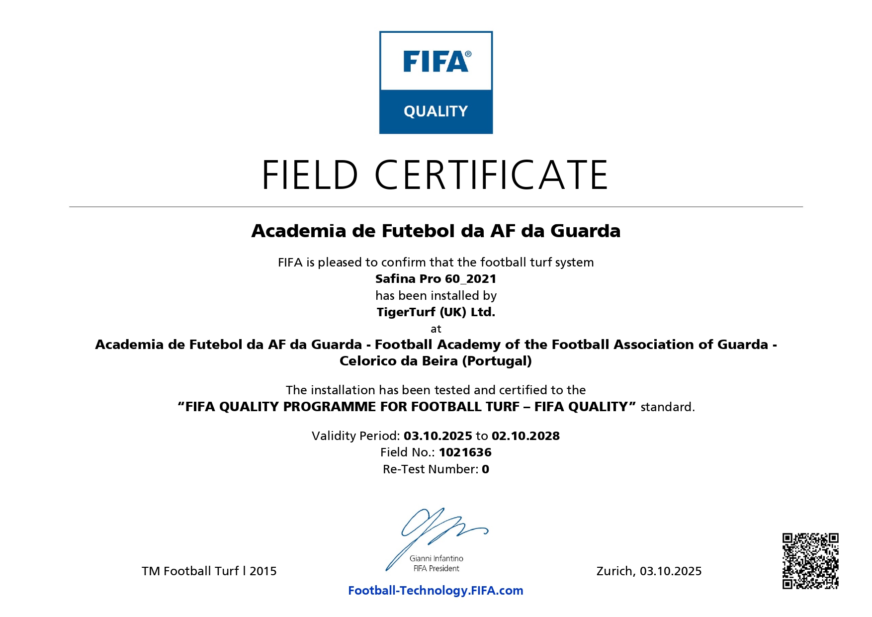 FIFA CERTIFICA ACADEMIA DA AF GUARDA